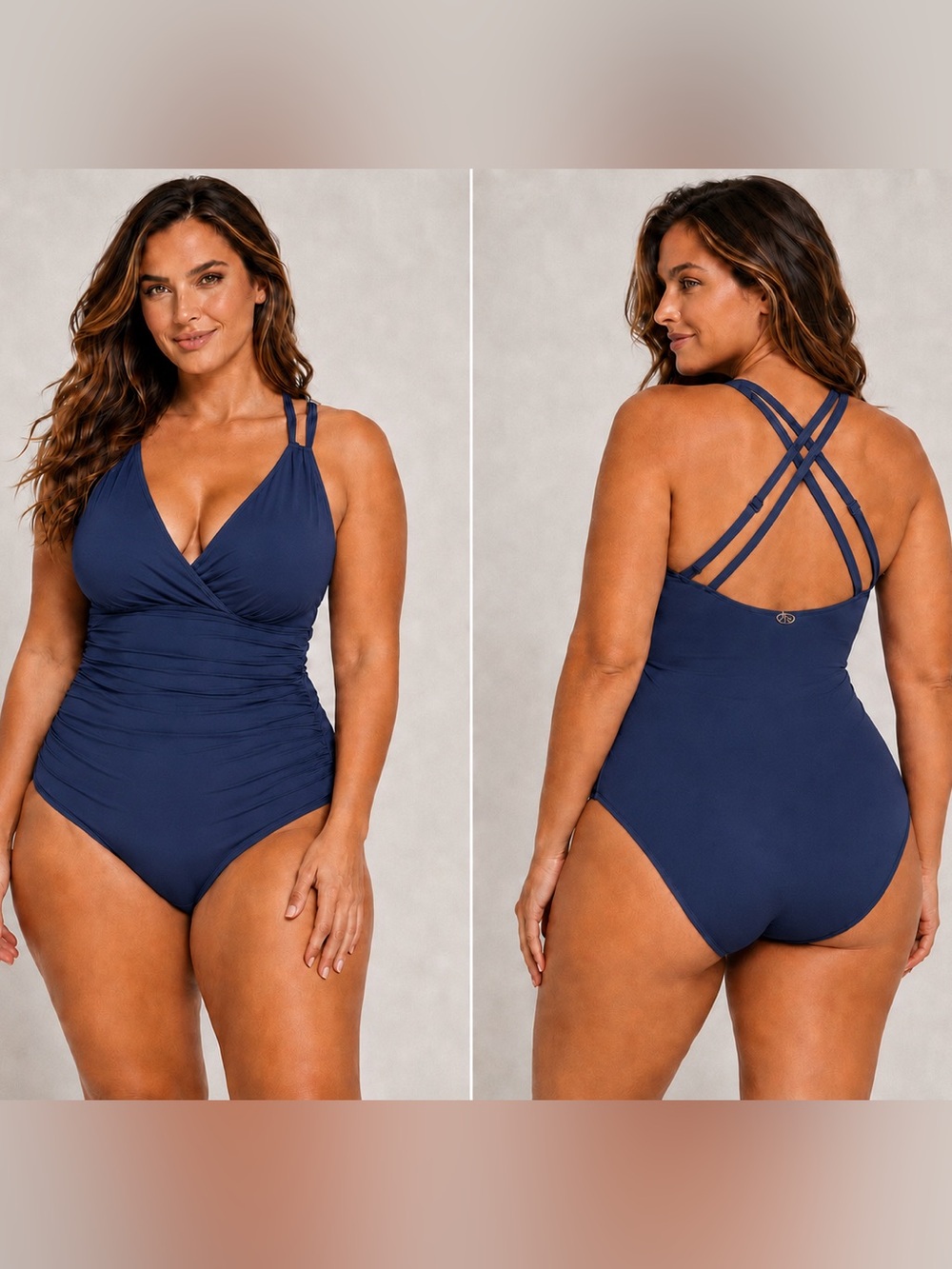 Jantzen Size 6 Blue One Piece Swimsuit Strappy Back Tummy Control $89 NWT